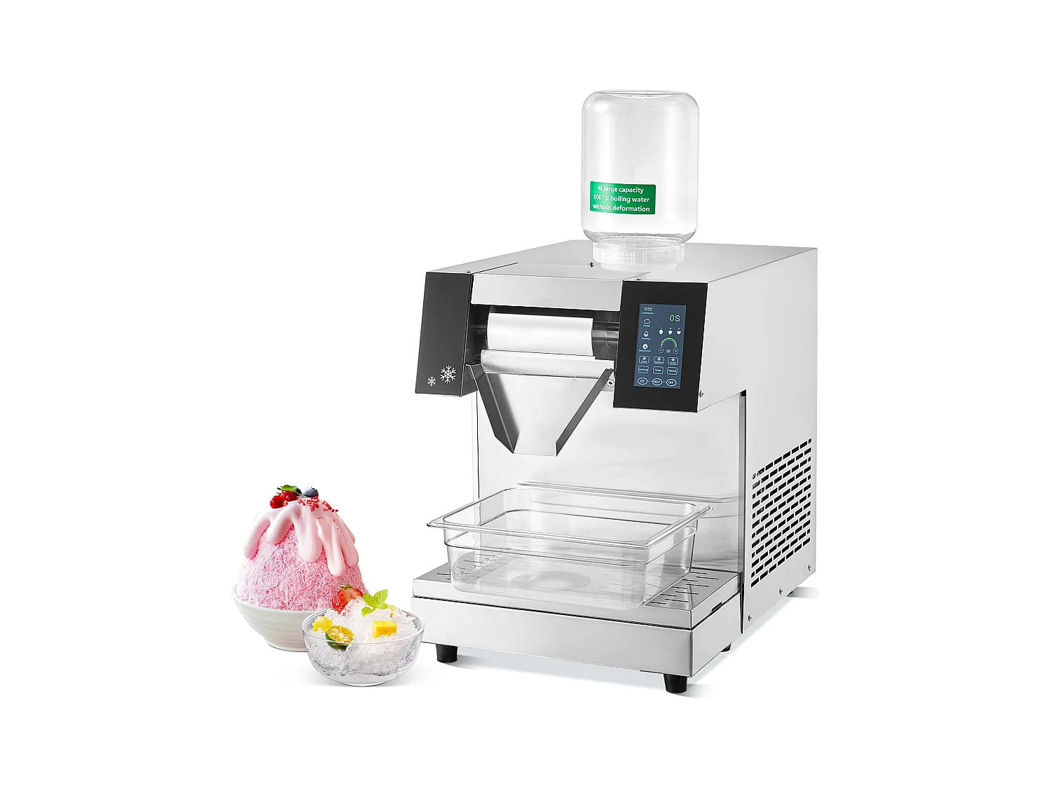 Machine à Glace Commerciale en Flocons de Neige SucceBuy, Sorbetière Capacité de 4 L,  Jusqu'à260 kg/24H en Acier Inoxydable pour Crème Glacée
