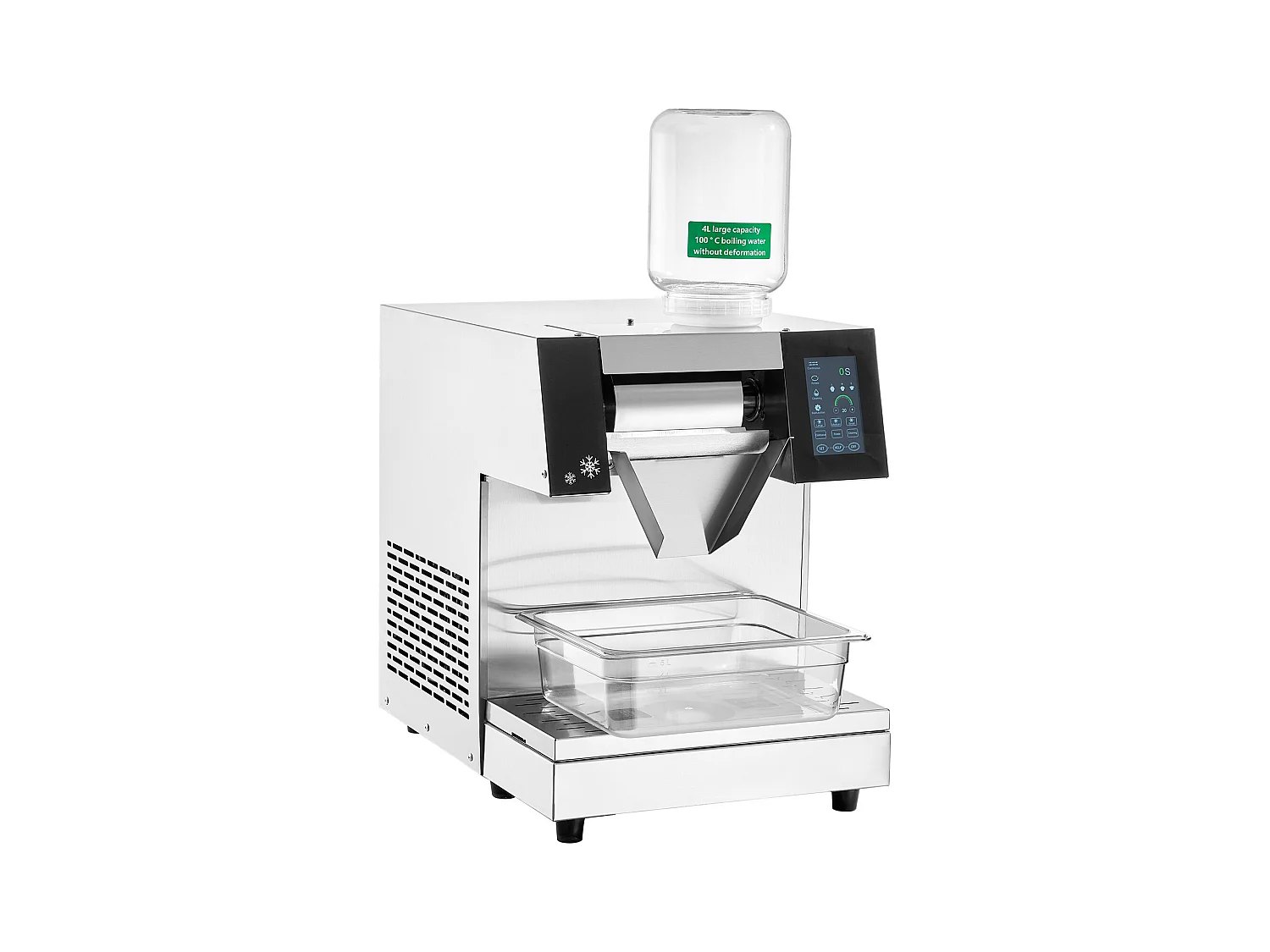 Machine à Glace Commerciale en Flocons de Neige SucceBuy, Sorbetière Capacité de 4 L,  Jusqu'à260 kg/24H en Acier Inoxydable pour Crème Glacée
