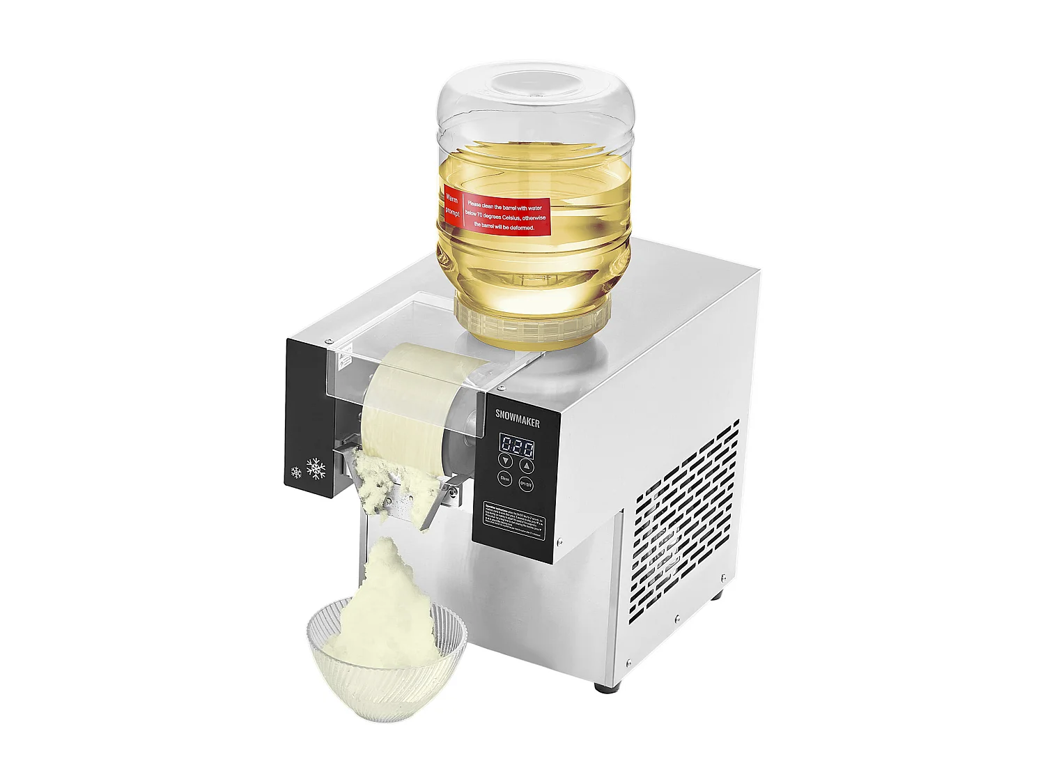 Machine à Glace Commerciale en Flocons de Neige SucceBuy, 125 kg/24H en Acier Inoxydable pour Crème Glacée