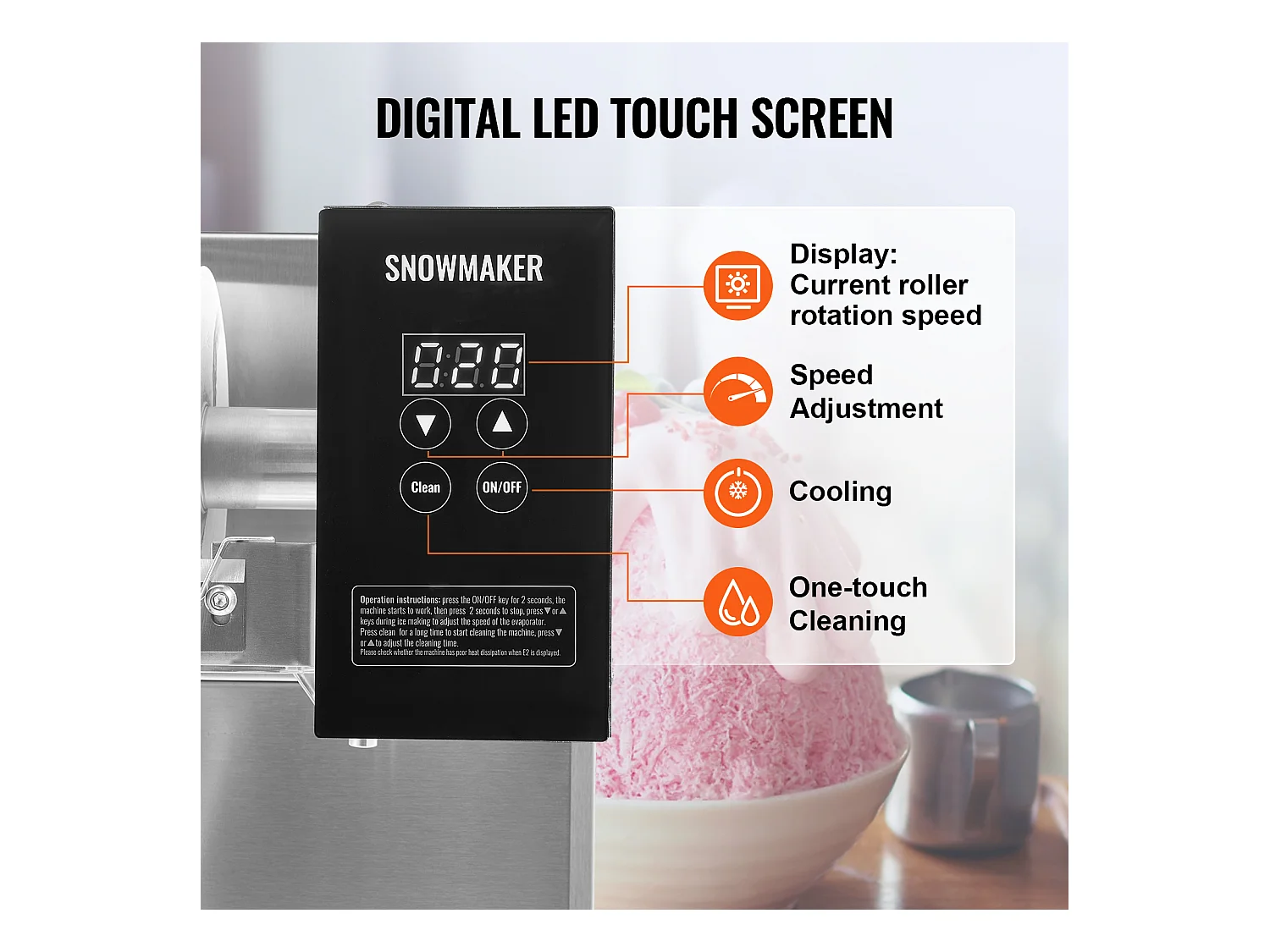 Machine à Glace Commerciale en Flocons de Neige SucceBuy, Sorbetière avec Capacité de 4 L, Jusqu'à 175 kg/24H en Acier Inoxydable pour Crème Glacée