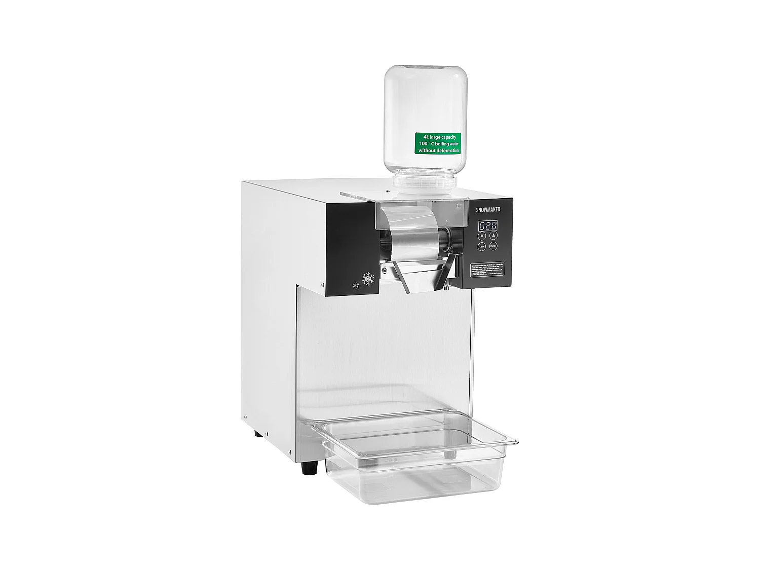 Machine à Glace Commerciale en Flocons de Neige SucceBuy, Sorbetière avec Capacité de 4 L, Jusqu'à 175 kg/24H en Acier Inoxydable pour Crème Glacée