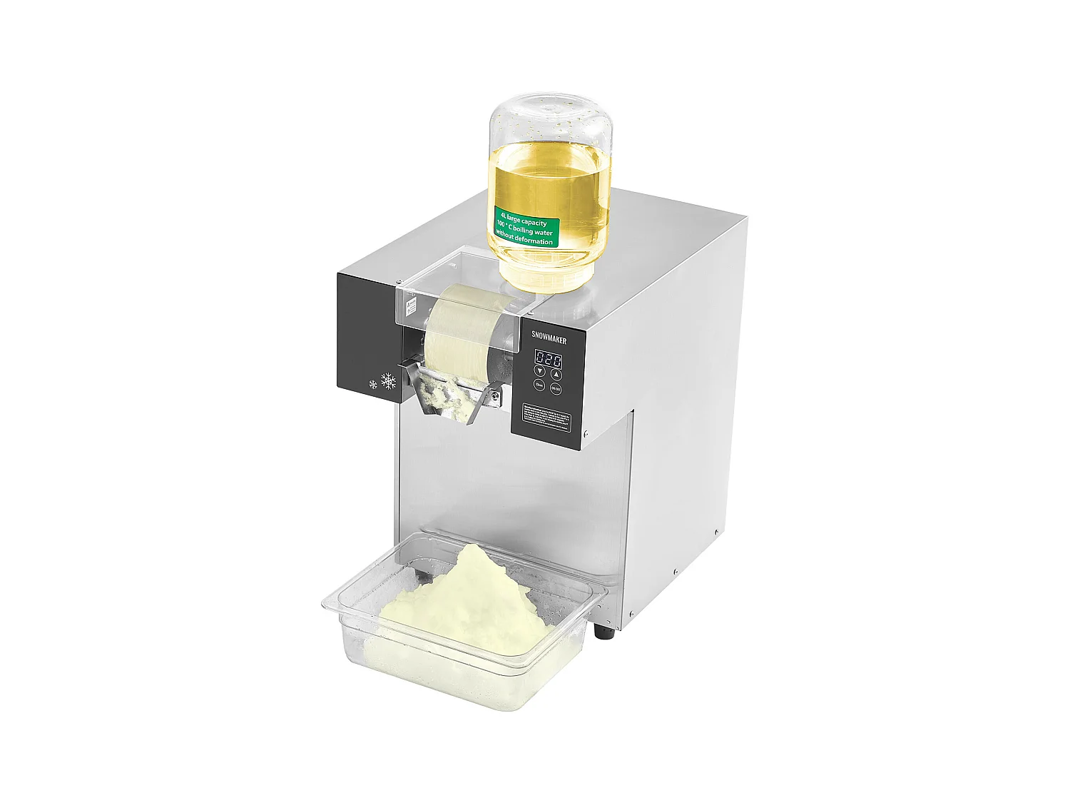 Machine à Glace Commerciale en Flocons de Neige SucceBuy, Sorbetière avec Capacité de 4 L, Jusqu'à 175 kg/24H en Acier Inoxydable pour Crème Glacée