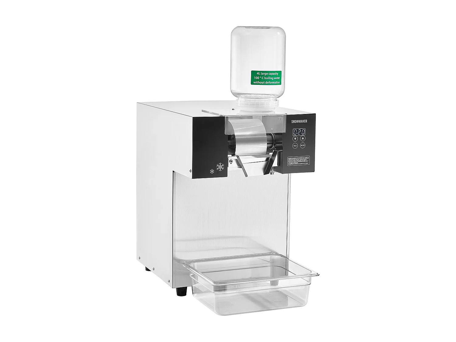 Machine à Glace Commerciale en Flocons de Neige SucceBuy, Sorbetière avec Capacité de 4 L, Jusqu'à 175 kg/24H en Acier Inoxydable pour Crème Glacée