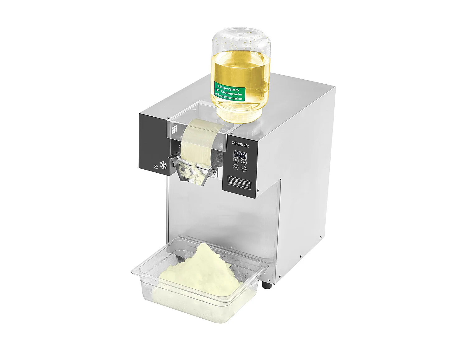 Machine à Glace Commerciale en Flocons de Neige SucceBuy, Sorbetière avec Capacité de 4 L, Jusqu'à 175 kg/24H en Acier Inoxydable pour Crème Glacée