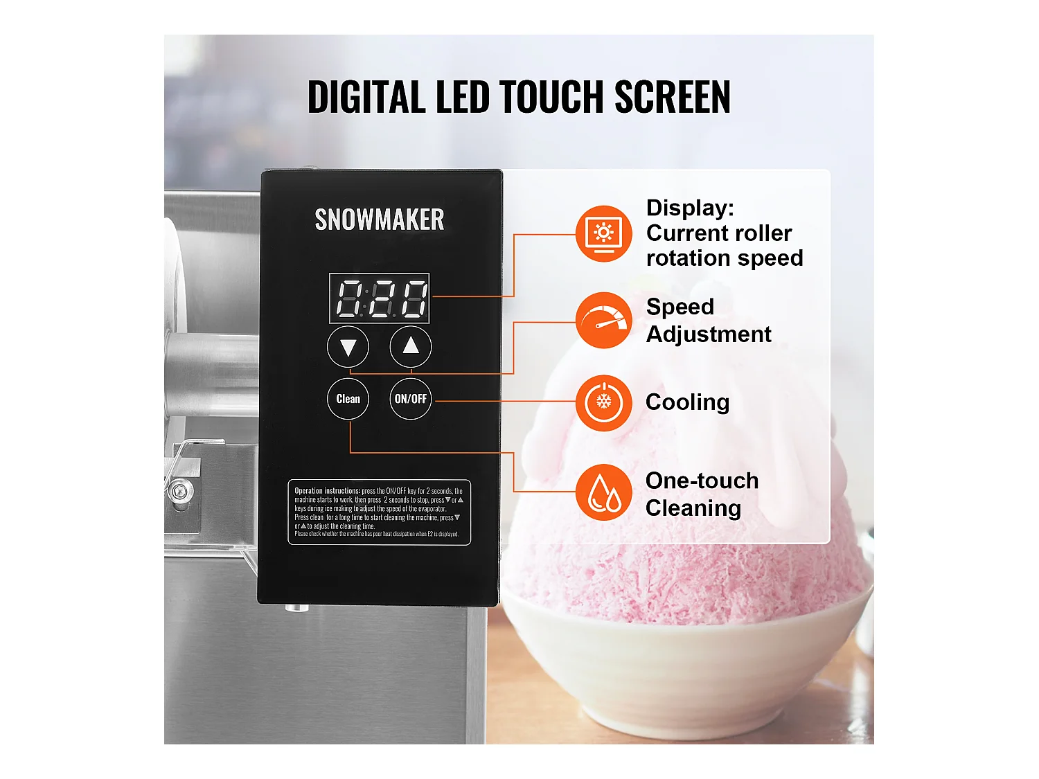 Machine à Glace Commerciale en Flocons de Neige SucceBuy, Sorbetière Capacité de 3 L, Jusqu'à 375 lb / 170 kg 170 kg/24H en Acier Inoxydable pour Crème Glacée