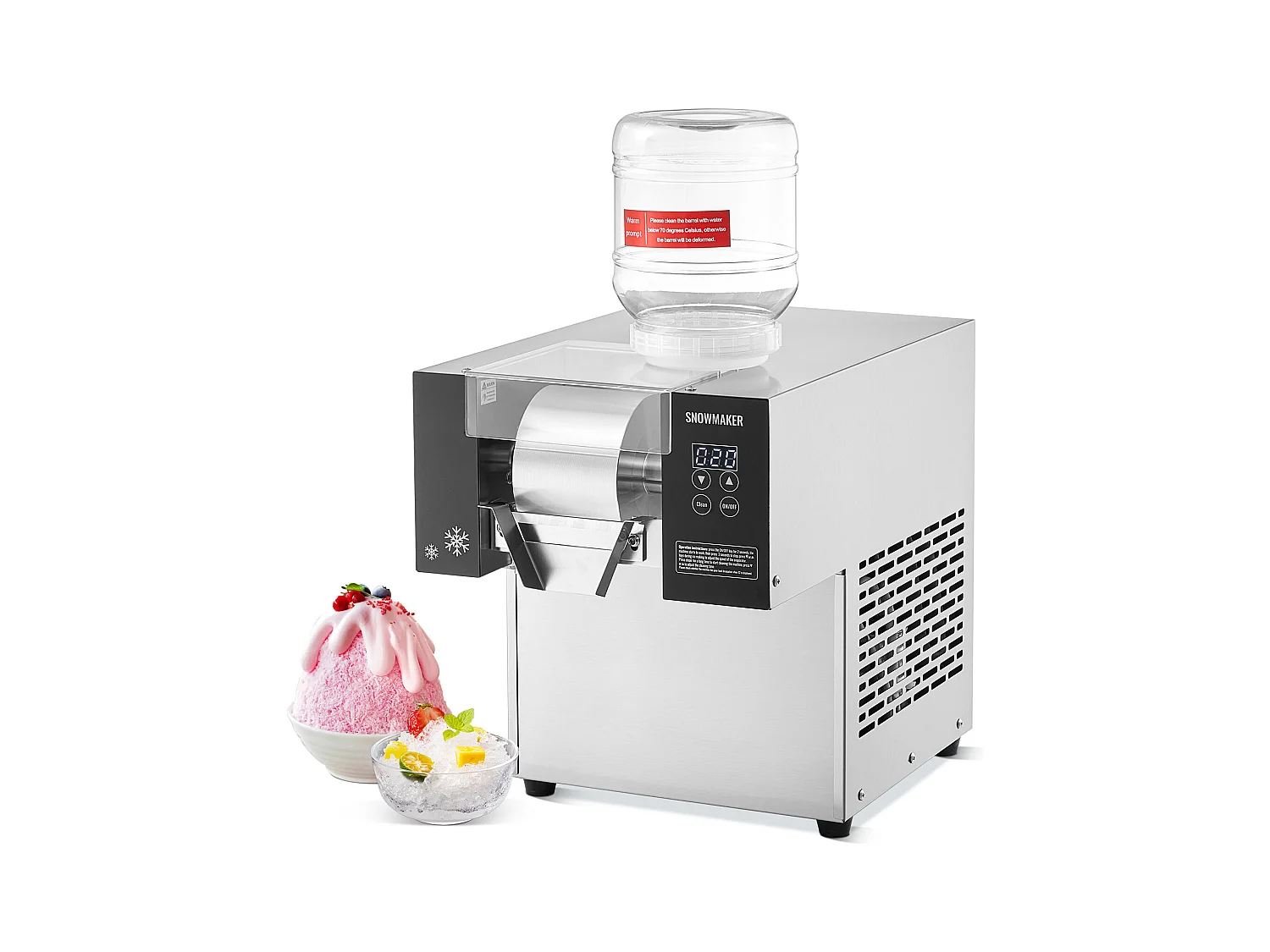 Machine à Glace Commerciale en Flocons de Neige SucceBuy, Sorbetière Capacité de 3 L, Jusqu'à 375 lb / 170 kg 170 kg/24H en Acier Inoxydable pour Crème Glacée