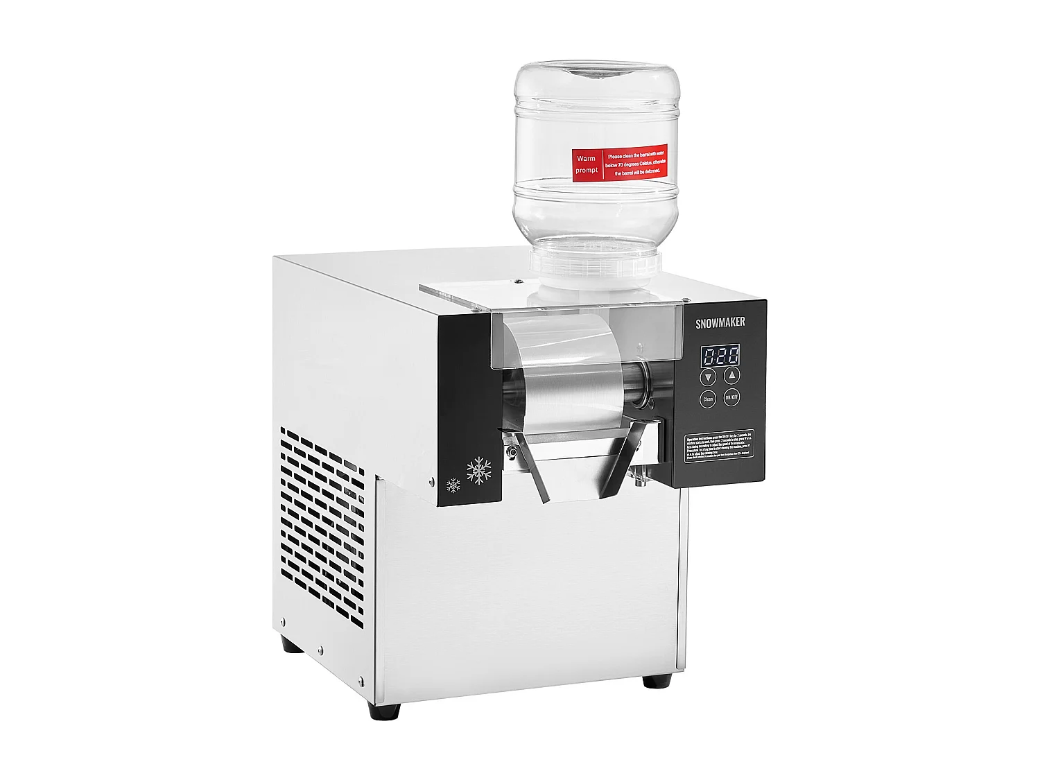 Machine à Glace Commerciale en Flocons de Neige SucceBuy, Sorbetière Capacité de 3 L, Jusqu'à 375 lb / 170 kg 170 kg/24H en Acier Inoxydable pour Crème Glacée