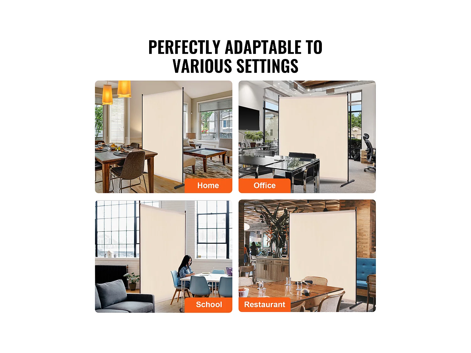 Cloison de Séparation SucceBuy 6 Pieds, Panneau Simple en Tissu pour Bureau, Chambre à Coucher, Beige