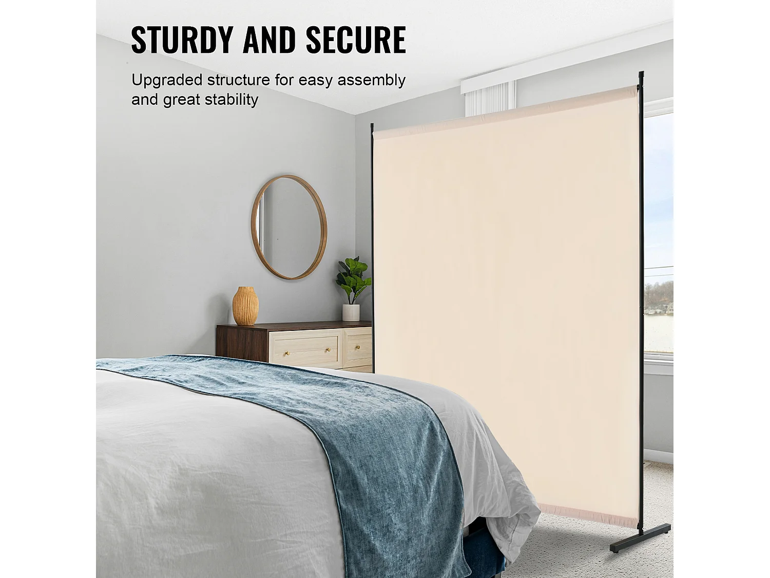 Cloison de Séparation SucceBuy 6 Pieds, Panneau Simple en Tissu pour Bureau, Chambre à Coucher, Beige