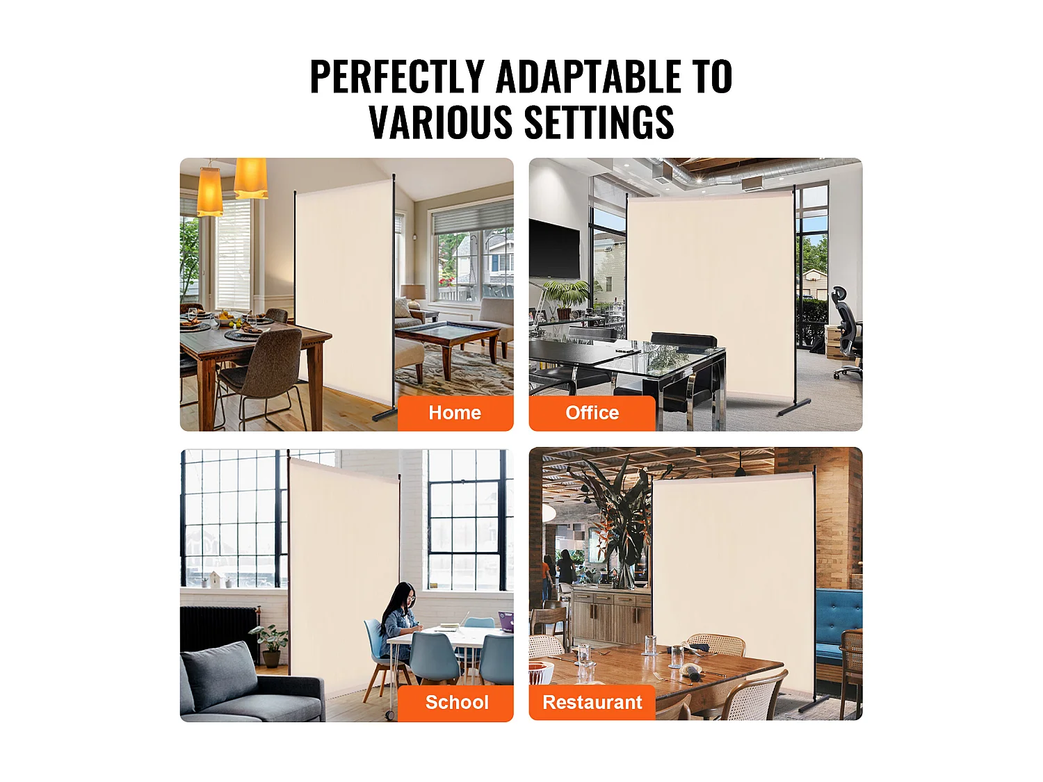 Cloison de Séparation SucceBuy 6 Pieds, Panneau Simple en Tissu pour Bureau, Chambre à Coucher, Beige