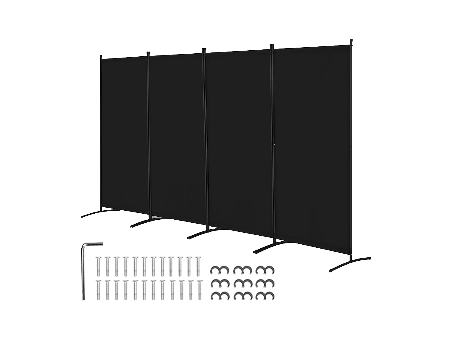 Cloison de Séparation SucceBuy Séparateur de Pièce à 4 Panneaux, écran de Confidentialité en Tissu pour Bureau, Chambre à Coucher, Noir