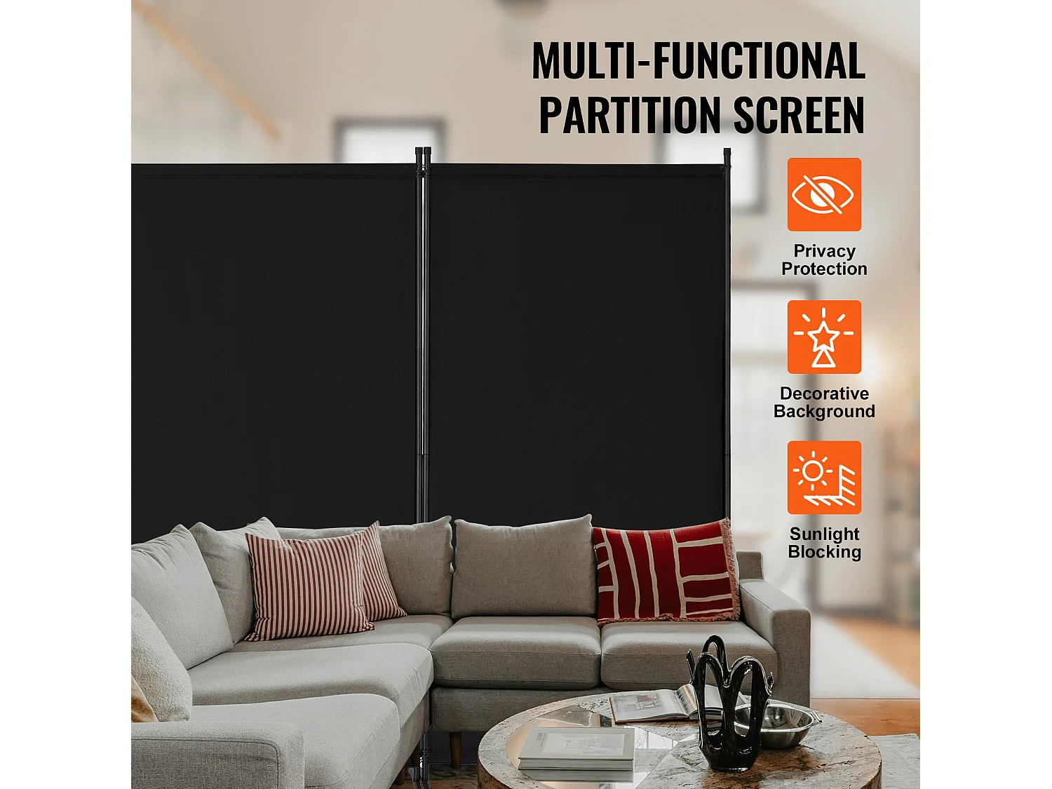 Biombo Separador SucceBuy Separador De Habitación De 4 Paneles, Pantalla De Privacidad De Tela Para Oficina, Dormitorio, Negro