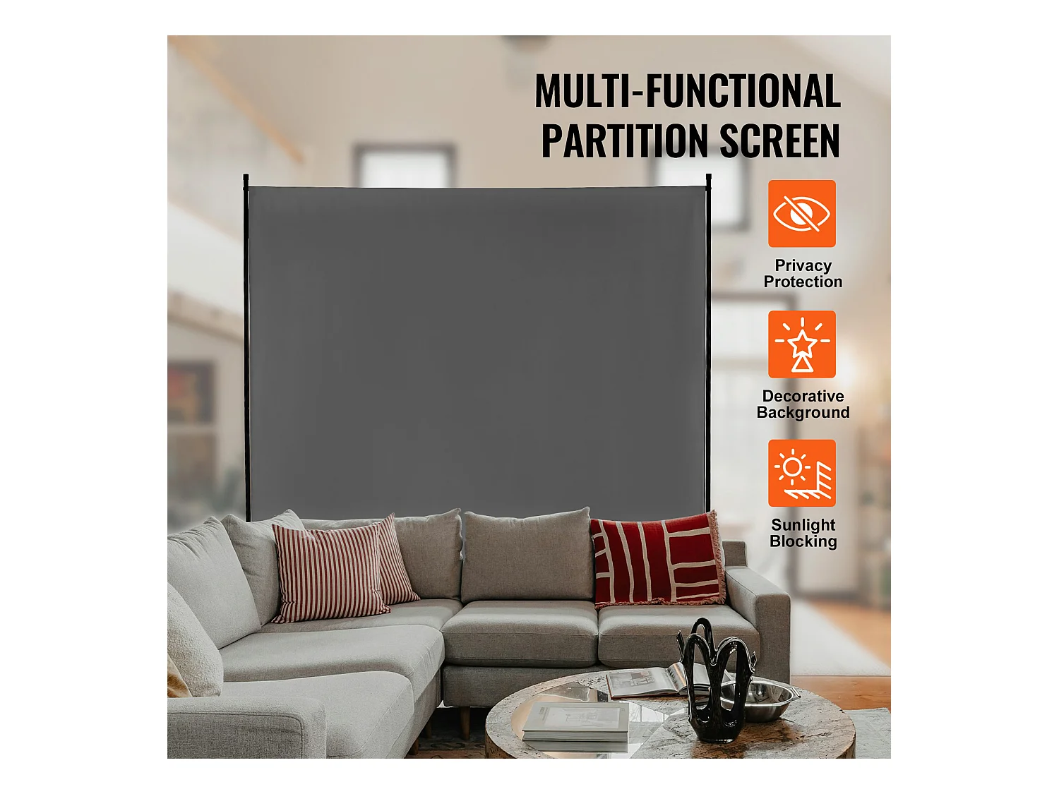 Trennwand SucceBuy 6 Fuß, Einfaches Stoffpaneel Für Büro, Schlafzimmer, Grau