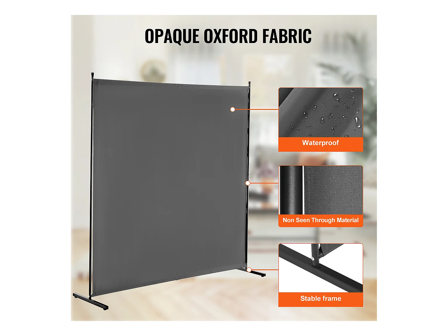 Trennwand SucceBuy 6 Fuß, Einfaches Stoffpaneel Für Büro, Schlafzimmer, Grau