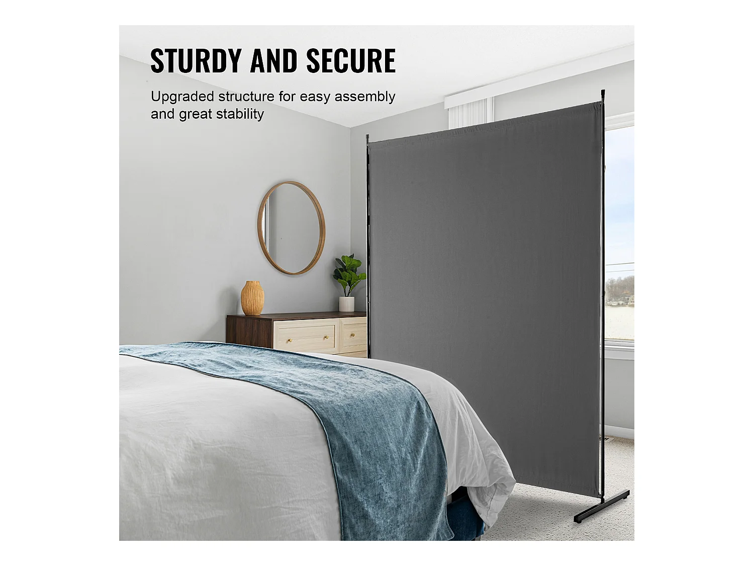 Trennwand SucceBuy 6 Fuß, Einfaches Stoffpaneel Für Büro, Schlafzimmer, Grau