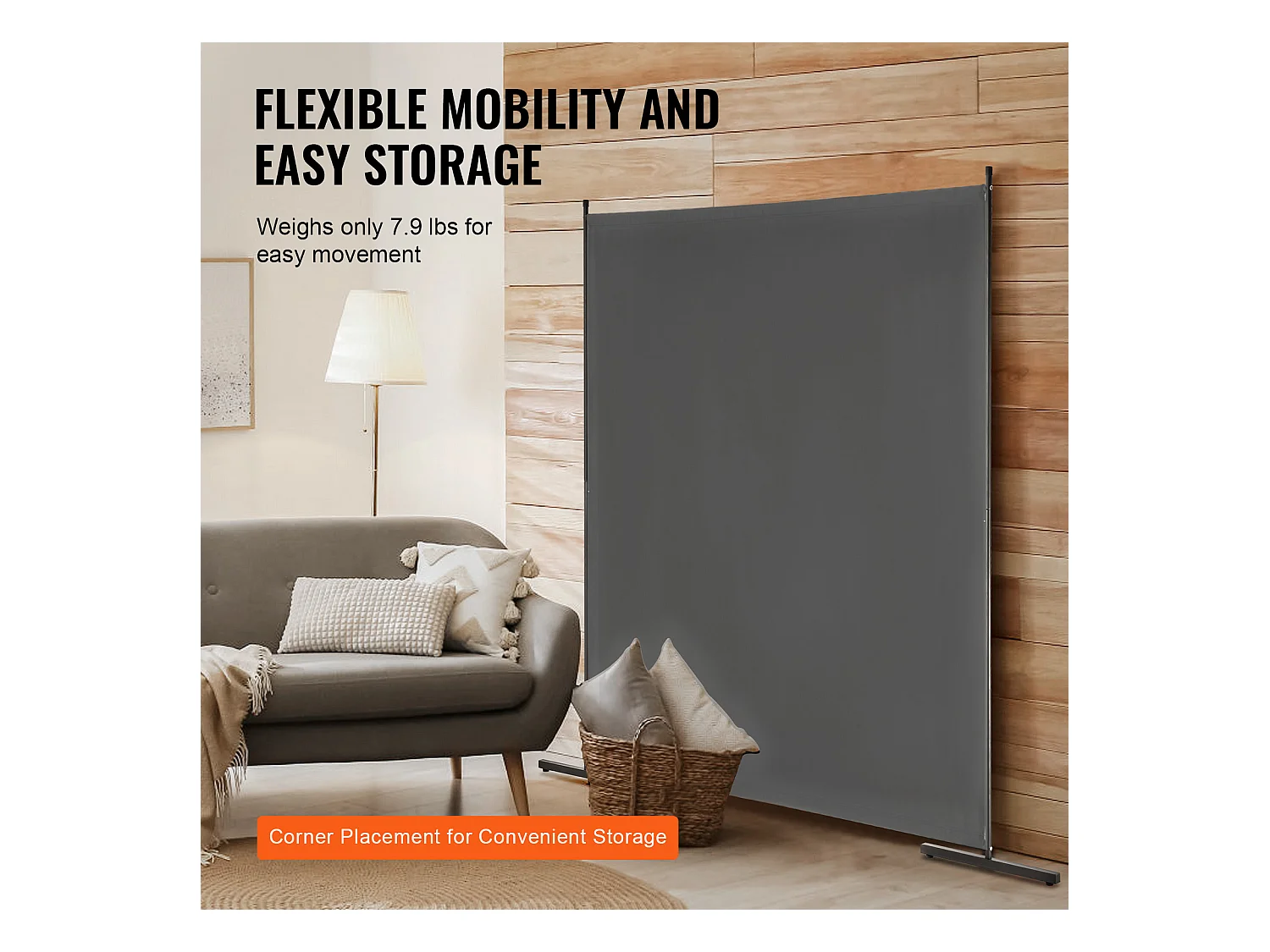 Trennwand SucceBuy 6 Fuß, Einfaches Stoffpaneel Für Büro, Schlafzimmer, Grau