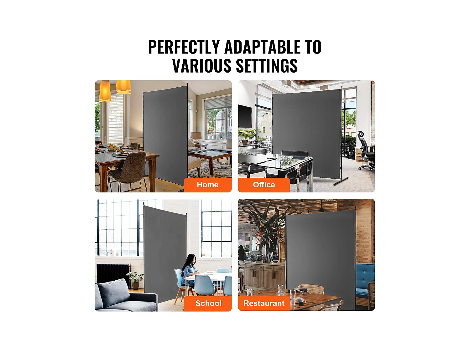 Trennwand SucceBuy 6 Fuß, Einfaches Stoffpaneel Für Büro, Schlafzimmer, Grau
