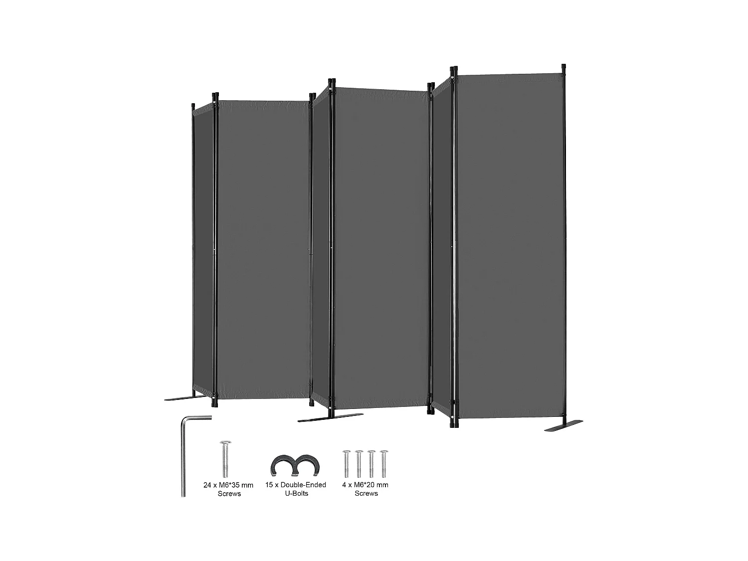 Cloison de Séparation à 6 Panneaux SucceBuy, écran de Confidentialité en Tissu pour Bureau, Chambre à Coucher, Gris