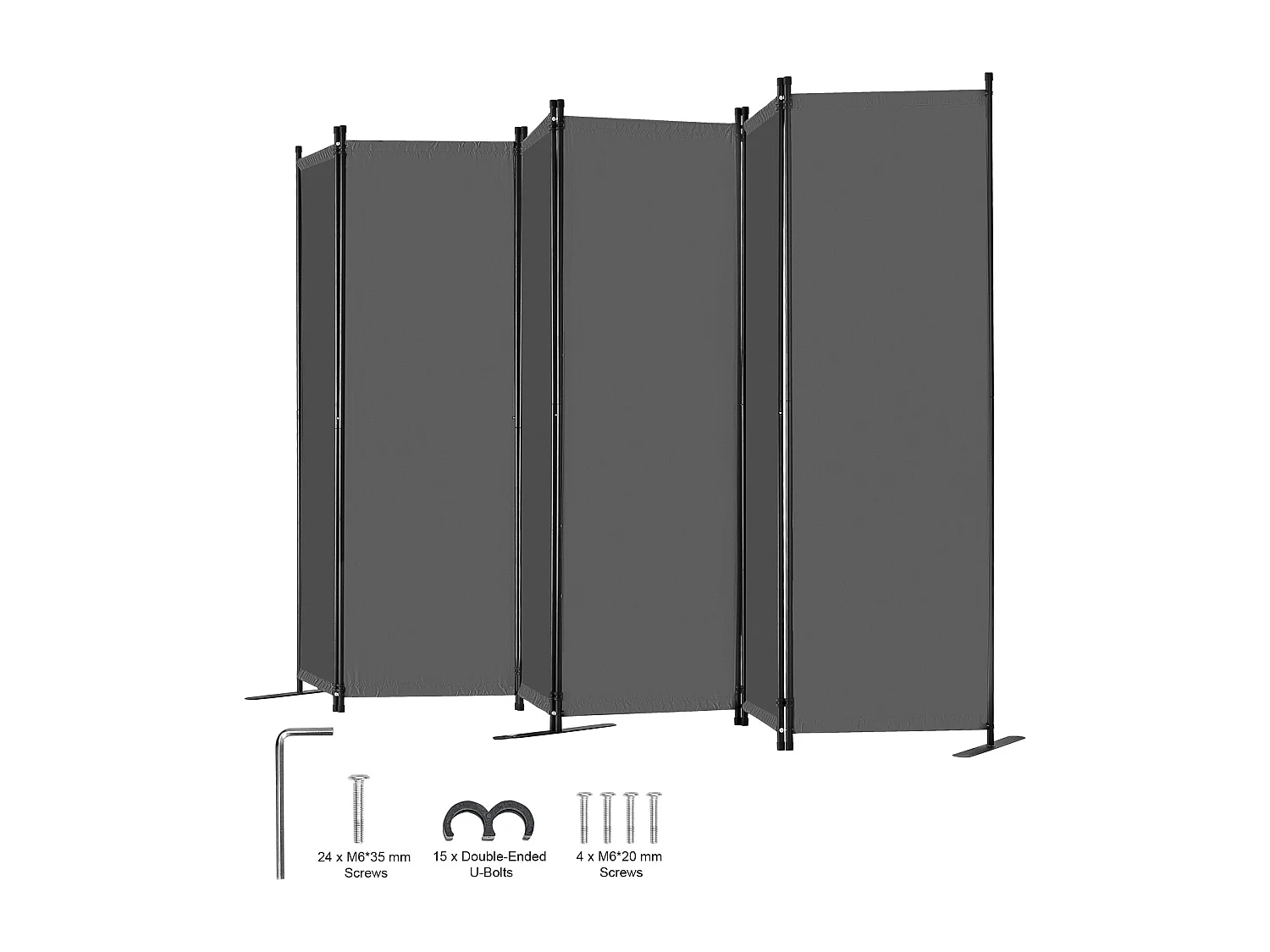 Cloison de Séparation à 6 Panneaux SucceBuy, écran de Confidentialité en Tissu pour Bureau, Chambre à Coucher, Gris