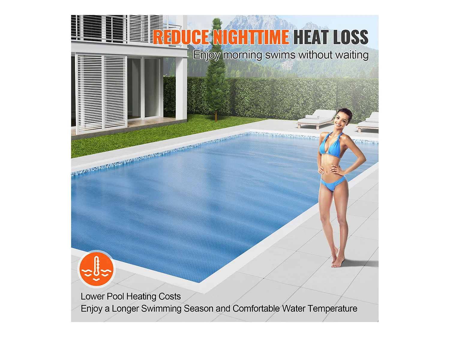 Capa para Piscina, SucceBuy Capa Solar para Piscina 7.32 × 3.66 m, 0.04 cm Cobertura Solar para Piscinas Enterradas e Acima do Solo