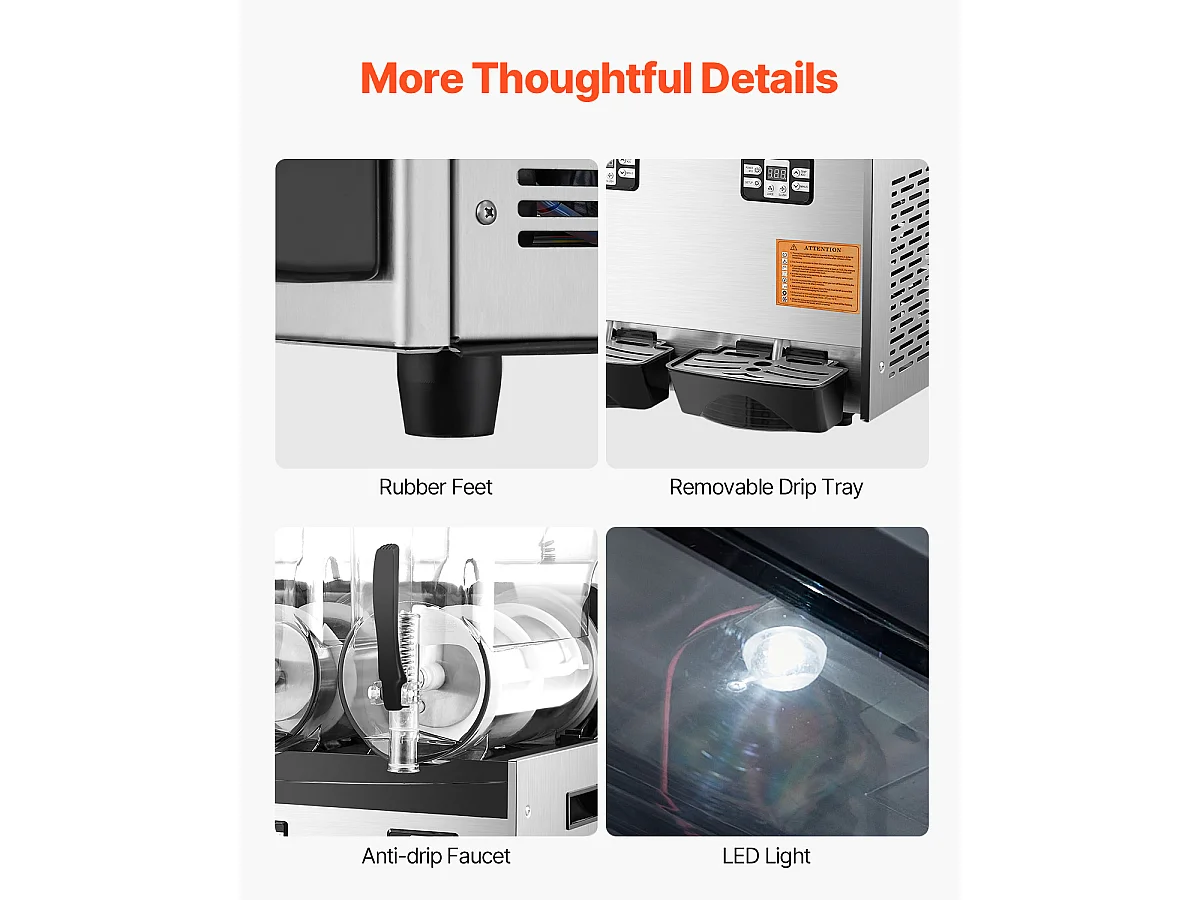 Machine à Granité Commerciale SucceBuy 12 Lx3, Machine à Boissons Glacées à Triple Réservoir, Acier Inoxydable pour la Maison, la Fête, le Café