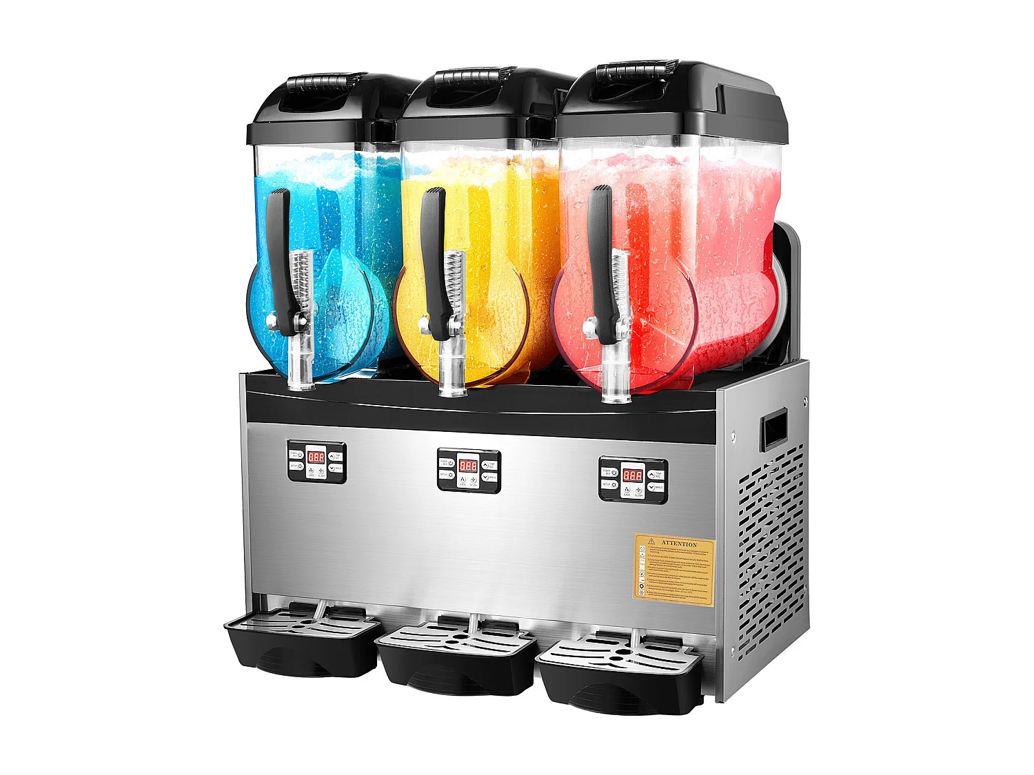 Machine à Granité Commerciale SucceBuy 12 Lx3, Machine à Boissons Glacées à Triple Réservoir, Acier Inoxydable pour la Maison, la Fête, le Café