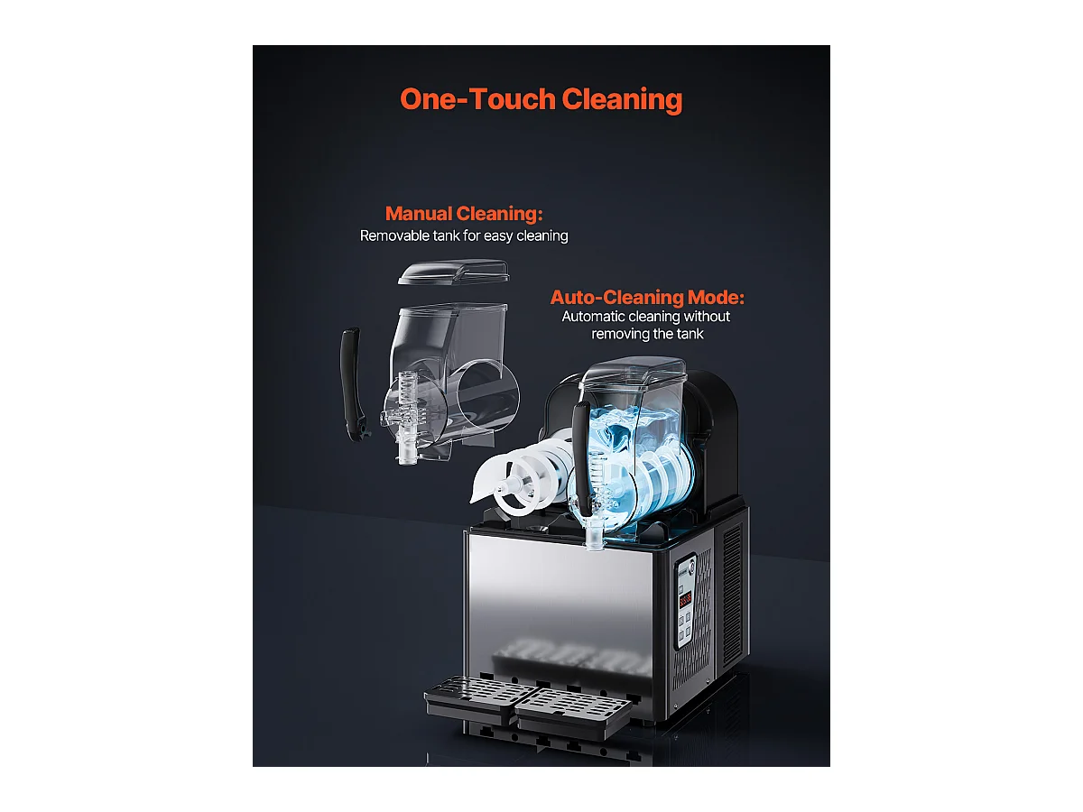 Máquina de Granizado Comercial SucceBuy, Máquina de Bebidas Frías con Doble Depósito 4Lx2, en Acero Inoxidable, para Margarita, Smoothie