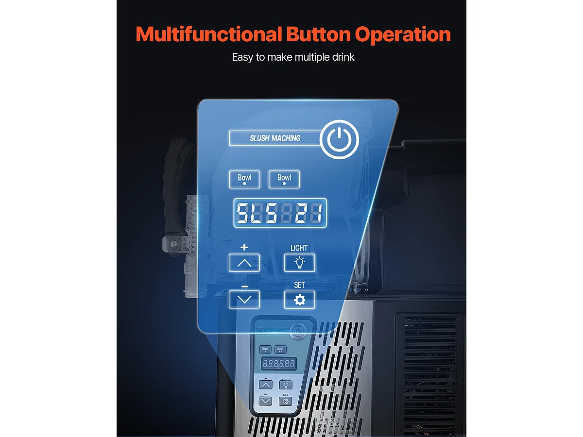 Máquina de Granizado Comercial SucceBuy, Máquina de Bebidas Geladas com Dobro Reservatório 4Lx2, em Aço Inoxidável, para Margarita, Smoothie