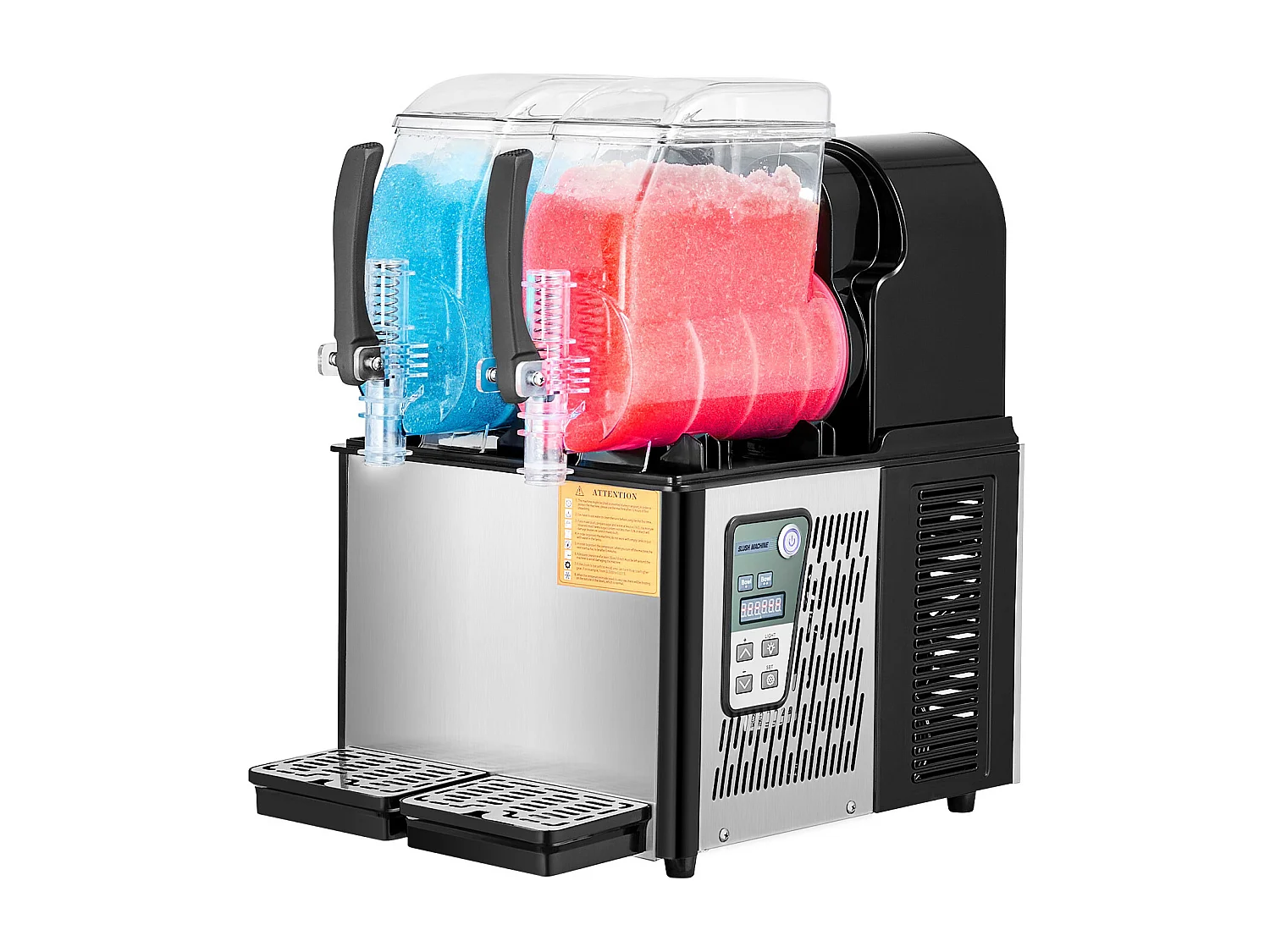 Máquina de Granizado Comercial SucceBuy, Máquina de Bebidas Geladas com Dobro Reservatório 4Lx2, em Aço Inoxidável, para Margarita, Smoothie