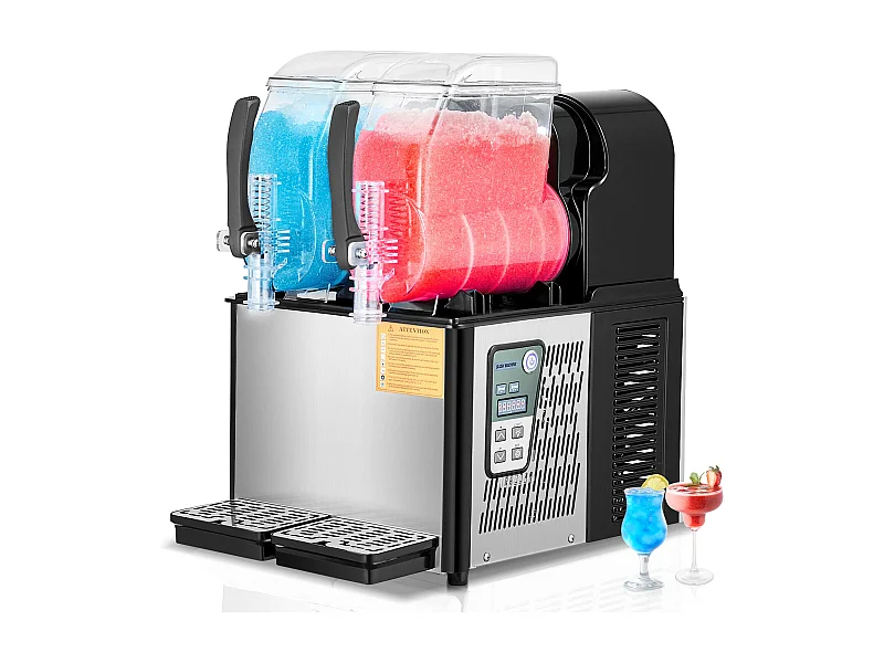 Commerciële Granietenmachine SucceBuy, Koudedrankenmachine met Dubbele Reservoir 4Lx2, van RVS, voor Margarita, Smoothie