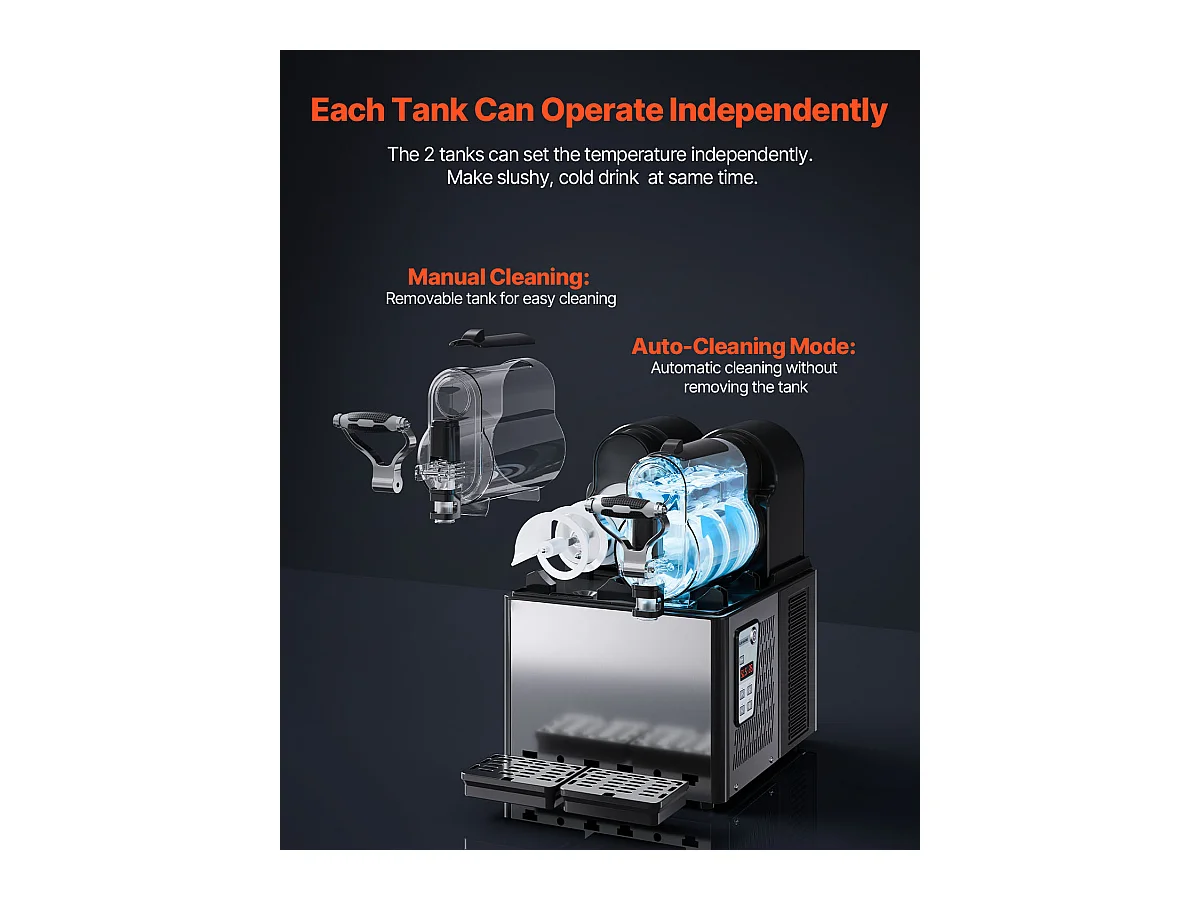 Machine à Granité Commerciale SucceBuy 3 Lx2 Tank, Machine à Boissons Glacées Margarita Smoothie