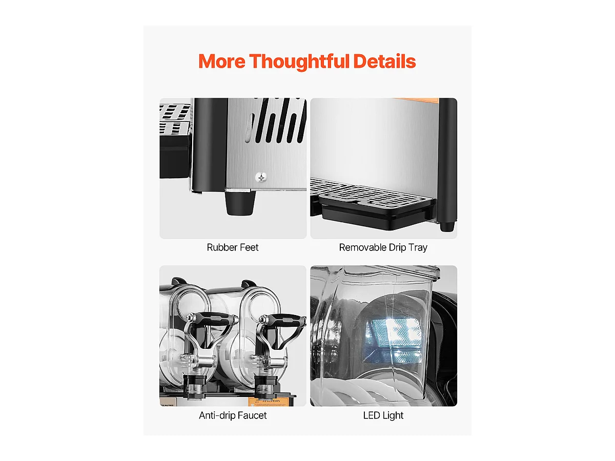 Machine à Granité Commerciale SucceBuy 3 Lx2 Tank, Machine à Boissons Glacées Margarita Smoothie