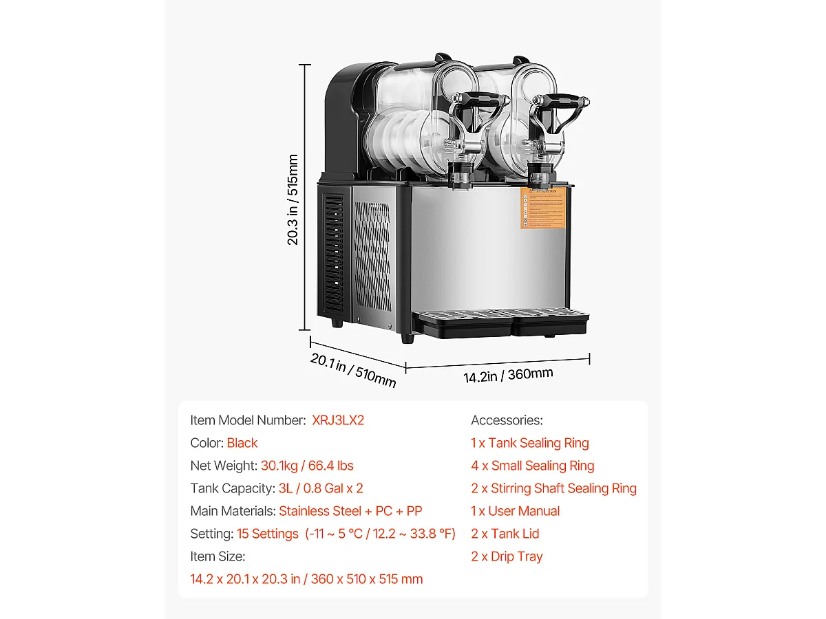 Machine à Granité Commerciale SucceBuy 3 Lx2 Tank, Machine à Boissons Glacées Margarita Smoothie