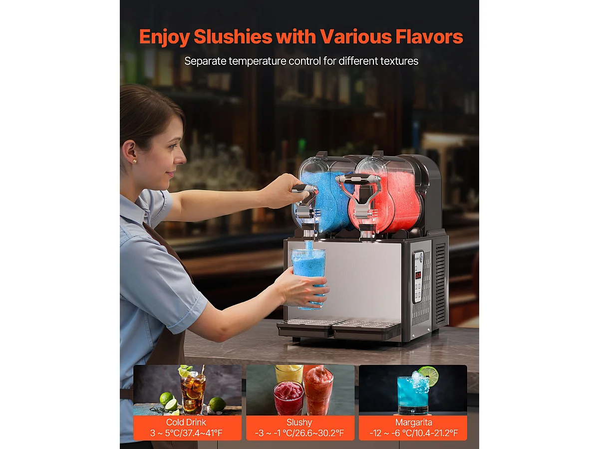 Machine à Granité Commerciale SucceBuy 3 Lx2 Tank, Machine à Boissons Glacées Margarita Smoothie