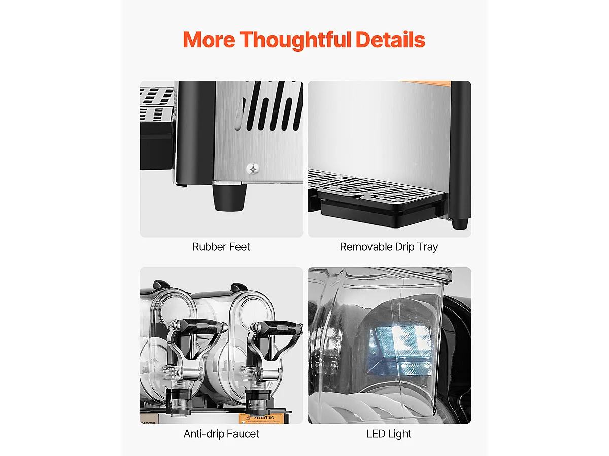 Machine à Granité Commerciale SucceBuy 3 Lx2 Tank, Machine à Boissons Glacées Margarita Smoothie