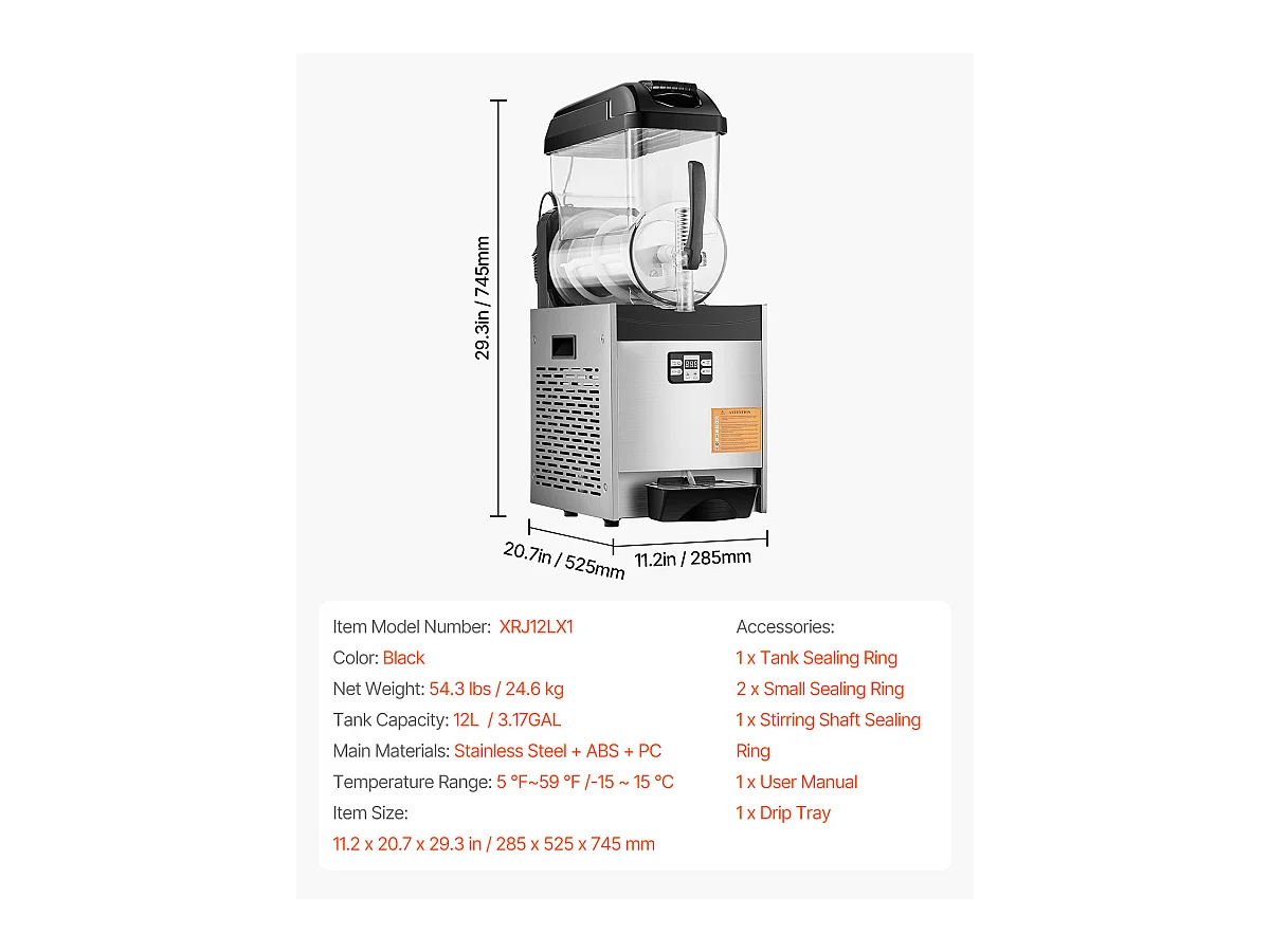 Máquina de Granizado Comercial SucceBuy, 12 L, 48 Xícaras, Aço Inoxidável, para a Casa, as Festas, os Restaurantes, os Cafés e os Bares