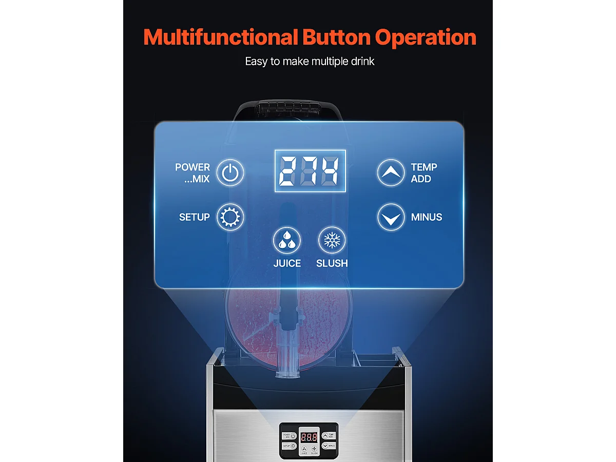 Máquina de Granizado Comercial SucceBuy, 12 L, 48 Xícaras, Aço Inoxidável, para a Casa, as Festas, os Restaurantes, os Cafés e os Bares