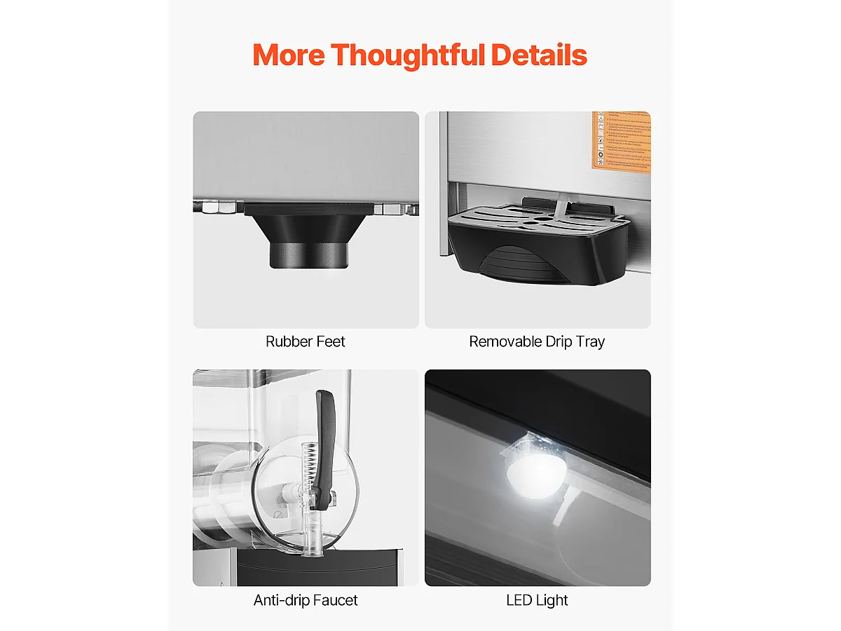 Máquina de Granizado Comercial SucceBuy, 12 L, 48 Xícaras, Aço Inoxidável, para a Casa, as Festas, os Restaurantes, os Cafés e os Bares