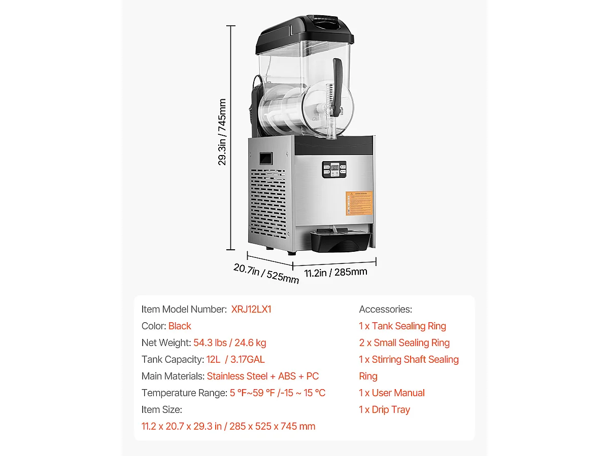 Machine à Granité Commerciale SucceBuy, 12 L, 48 Tasses, Acier Inoxydable, pour la Maison, les Fêtes, les Restaurants, les Cafés et les Bars