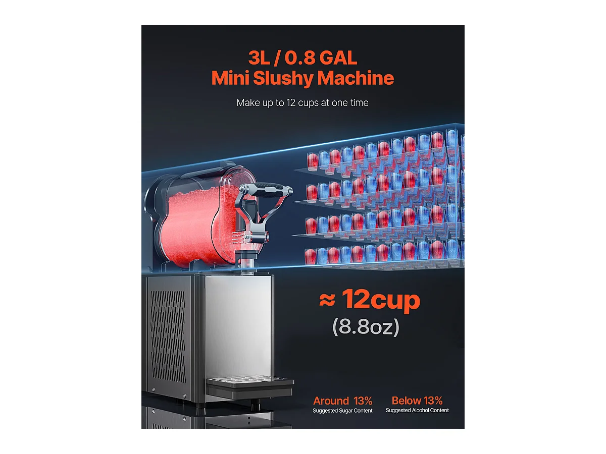 Machine à Granité Commerciale SucceBuy 3 L, Machine à Smoothie Margarita en Acier Inoxydable