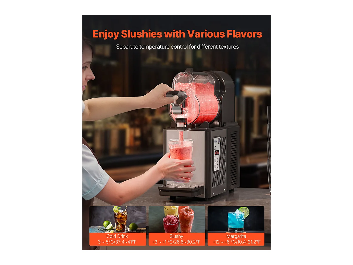 Machine à Granité Commerciale SucceBuy 3 L, Machine à Smoothie Margarita en Acier Inoxydable