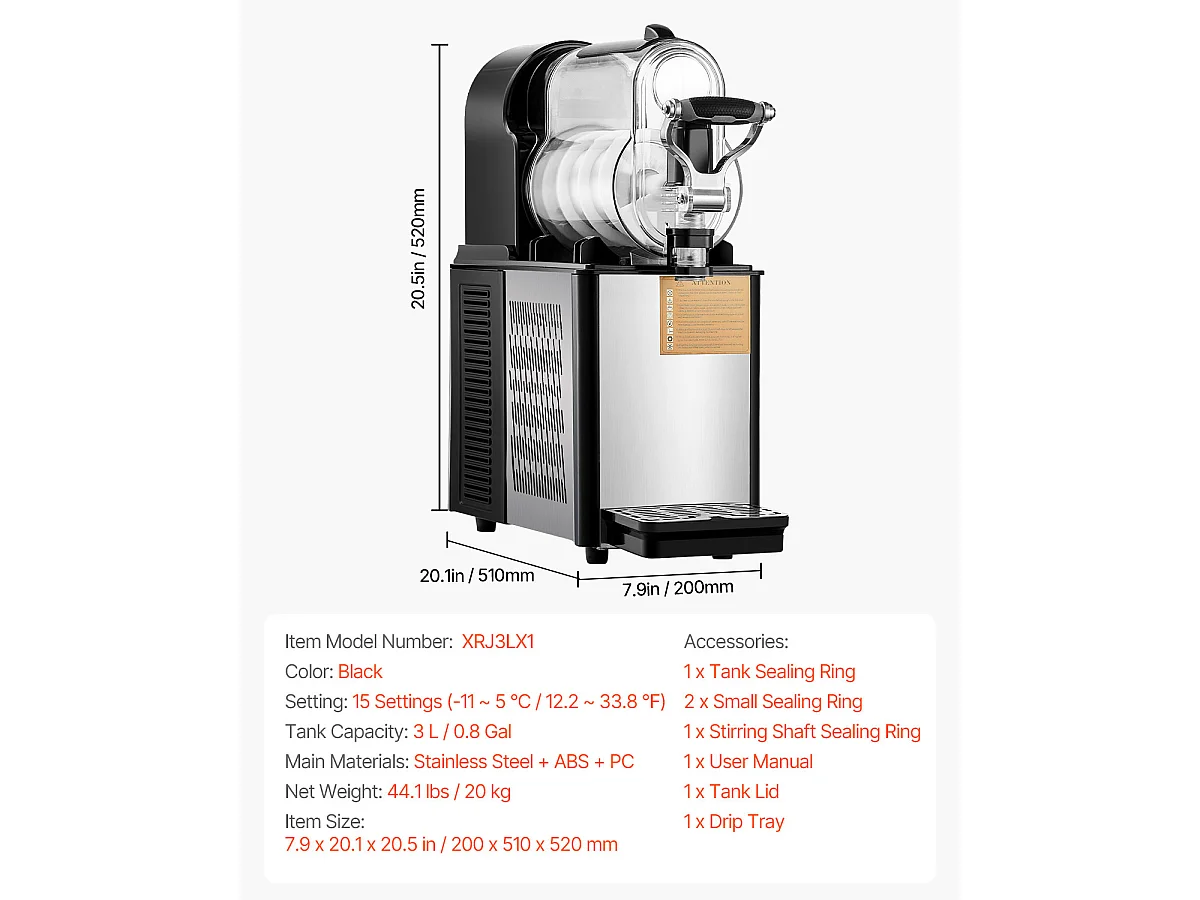 Machine à Granité Commerciale SucceBuy 3 L, Machine à Smoothie Margarita en Acier Inoxydable