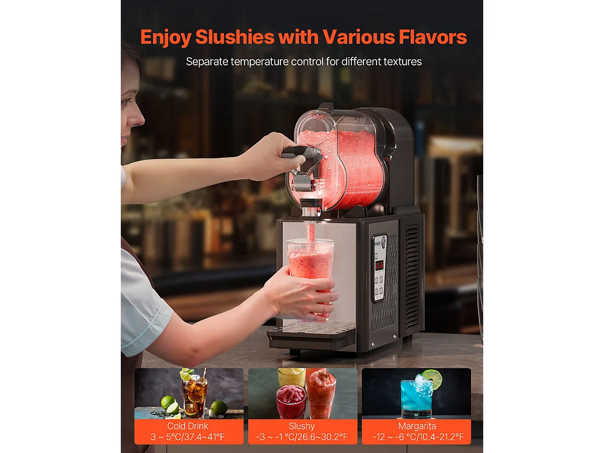 Machine à Granité Commerciale SucceBuy 3 L, Machine à Smoothie Margarita en Acier Inoxydable