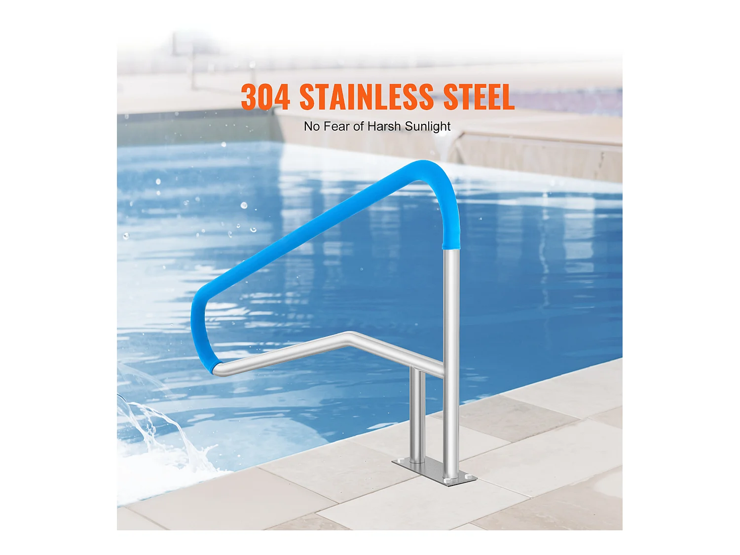 Zwembadleuning, SucceBuy Zwembadleuning 142×94.5 cm Roestvrijstalen Leuning voor Spa's en Zwembaden