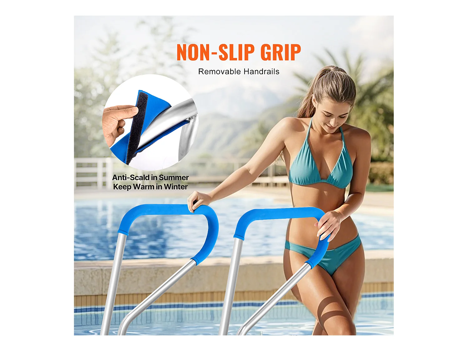 Main Courante de Piscine, SucceBuy Rampe de Piscine 99×81 cm en Acier Inoxydable pour Spas et Piscines