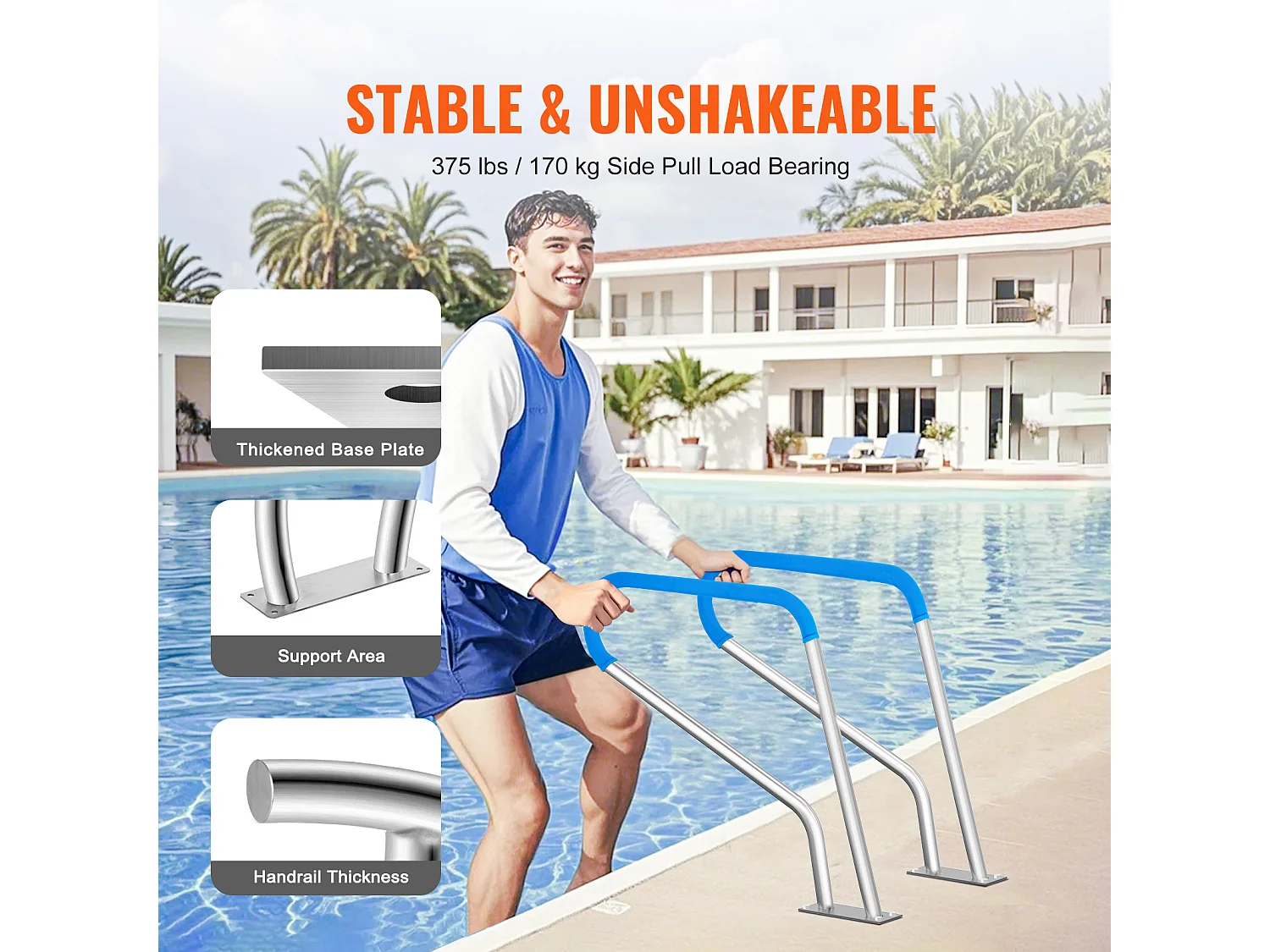 Corrimano per Piscina, SucceBuy 99×81 cm in Acciaio Inossidabile per Piscine e Spa