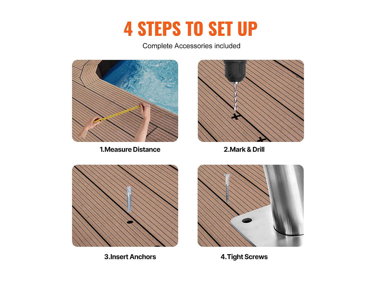 Corrimano per Piscina, SucceBuy 99×81 cm in Acciaio Inossidabile per Piscine e Spa