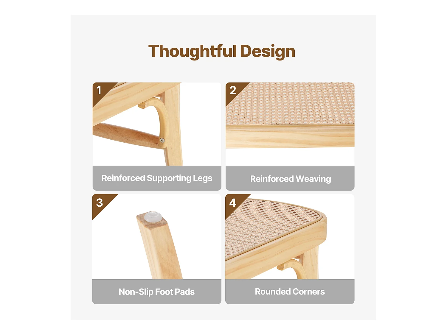 Banc en Rotin SucceBuy 110 x 36,8 x 46,8 cm, Entrée ou Bout de Chambre à Coucher, Banc Bohème pour Salon, Cuisine