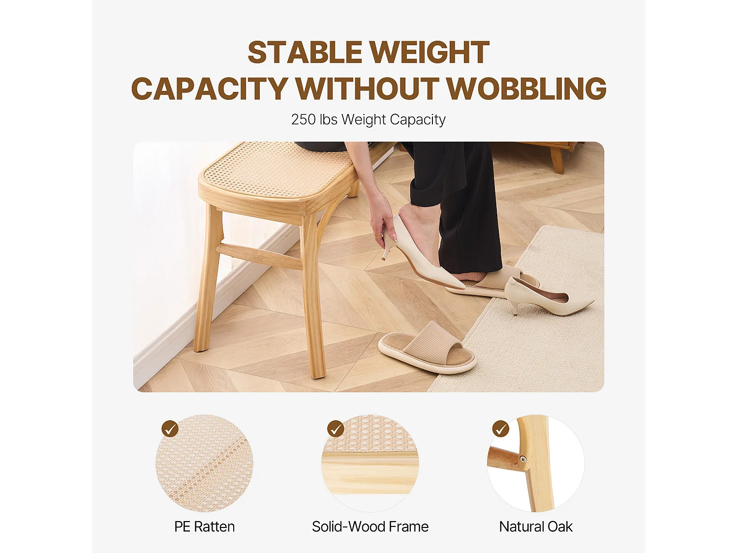 Banc en Rotin SucceBuy 110 x 36,8 x 46,8 cm, Entrée ou Bout de Chambre à Coucher, Banc Bohème pour Salon, Cuisine