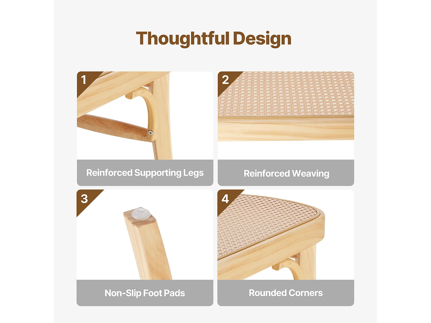 Banc en Rotin SucceBuy 110 x 36,8 x 46,8 cm, Entrée ou Bout de Chambre à Coucher, Banc Bohème pour Salon, Cuisine